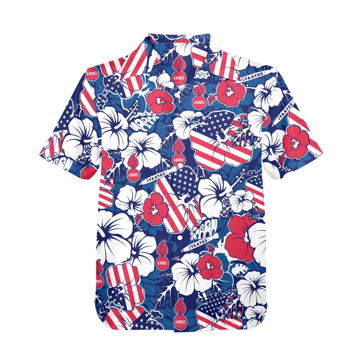 USAF AMMO Red White and Blue Patriotic American Flag Pisspots Bombs IYAAYAS Mens Hawaiian Shirt