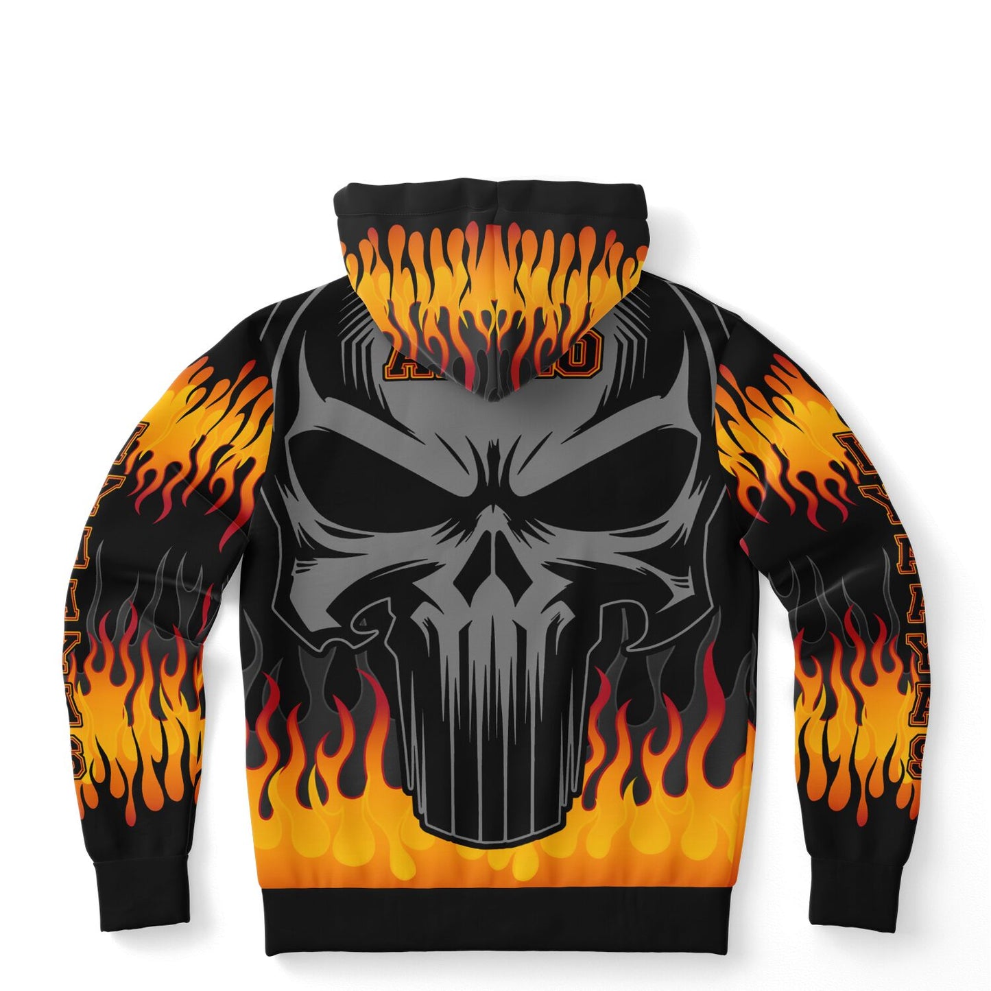 AMMO Skull Orange Fire Flames IYAAYAS Fashion Hoodie - All Over Print