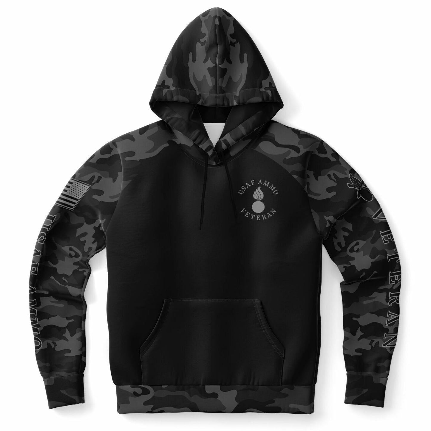 Black and Grey USAF AMMO Veteran DD-214 Fashion Hoodie - AOP