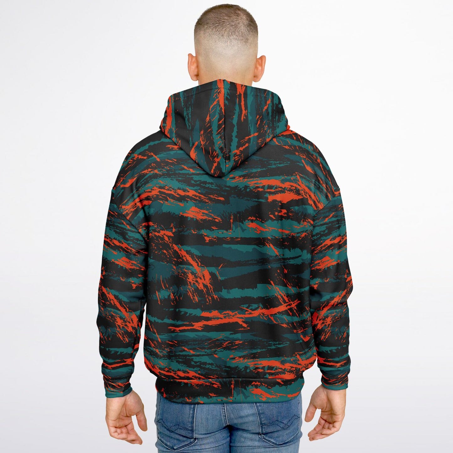 USAF AMMO Veteran Orange Tiger Stripe Camouflage Heavyweight Oversized Cold Weather Pullover Hoodie - All Over Print