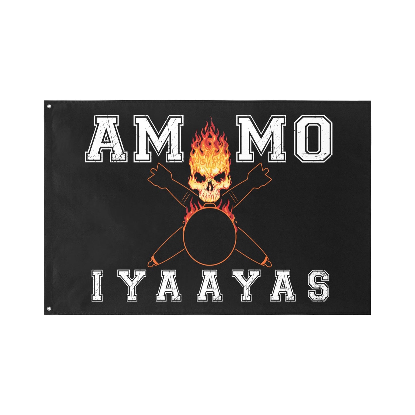 USAF AMMO Flaming Skull Crossed Bombs IYAAYAS 2 Sided Flag