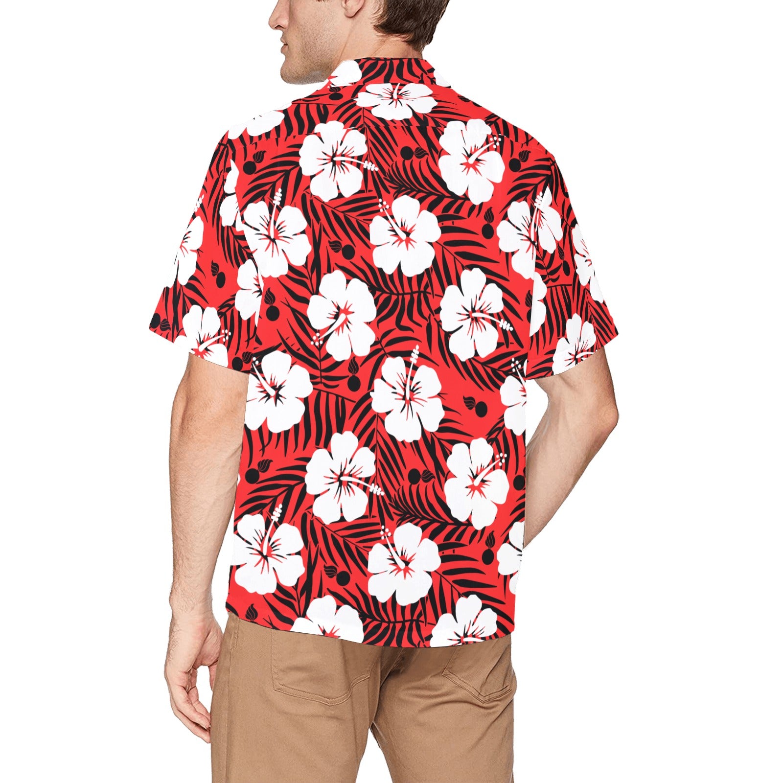 Red White and Black Leaves Tribal Pisspots AMMO Hawaiian Shirt