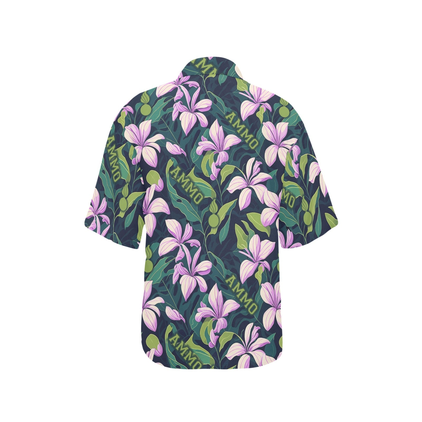 AMMO Hawaiian Shirt Green with White Hibiscus Flowers Pisspots and