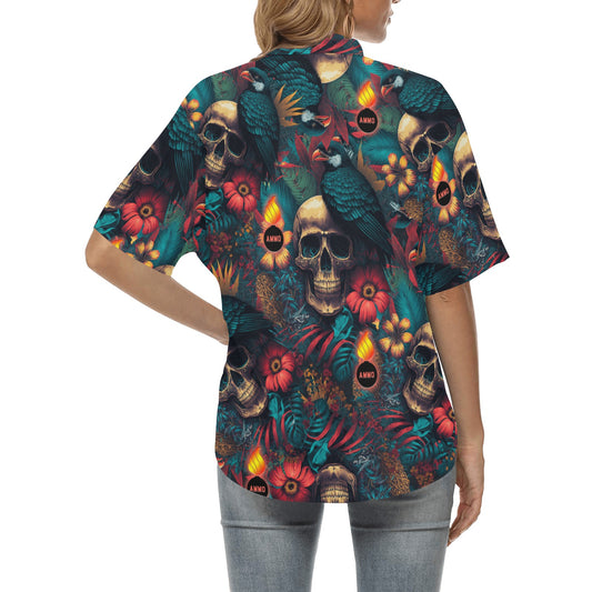 Blossom Flower Skull Hawaiian Shirt in 2023