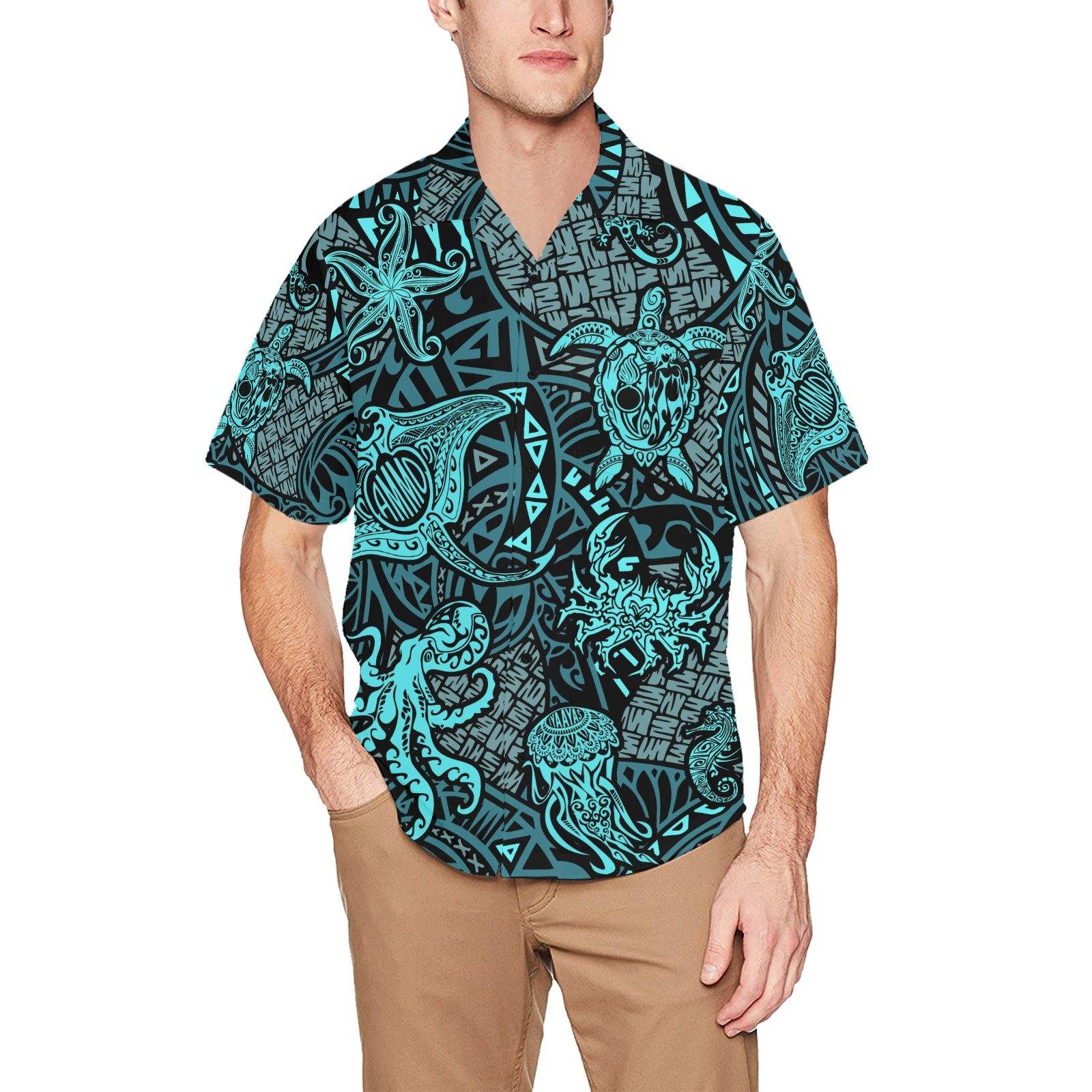 Sea Life AMMO Hawaiian Tribal Shirt With Front Left Chest Pocket – AMMO ...