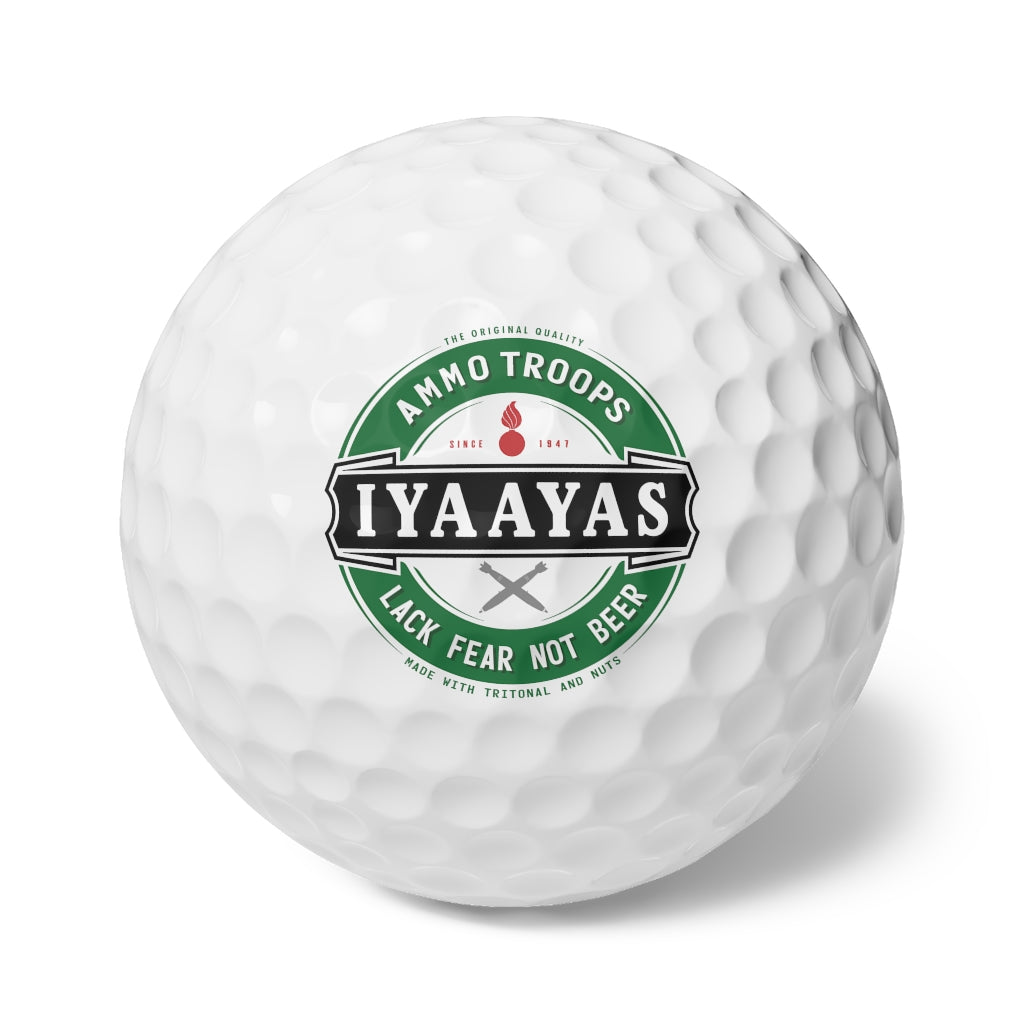 USAF AMMO Heineken Circular IYAAYAS Pisspot Logo Munitions Heritage Golf Balls, 6pcs
