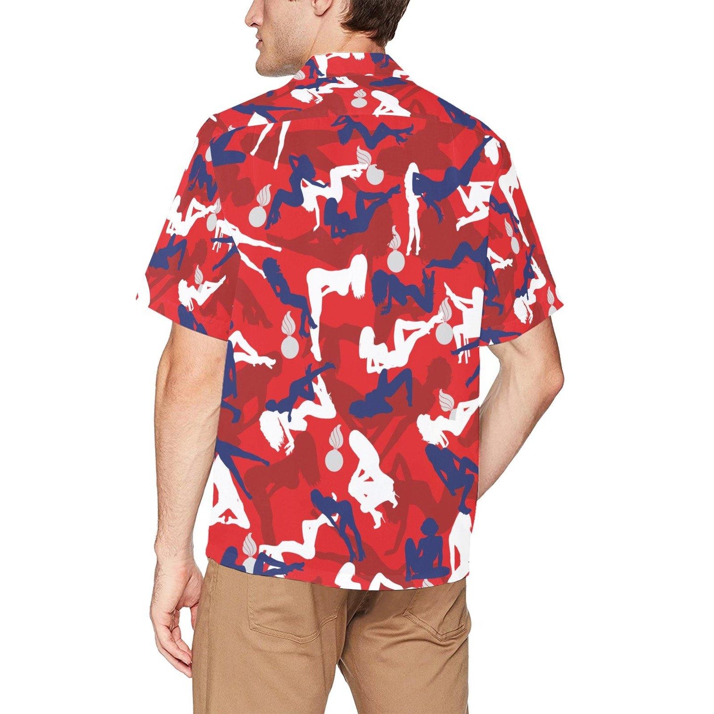 Red White and Black Leaves Tribal Pisspots AMMO Hawaiian Shirt