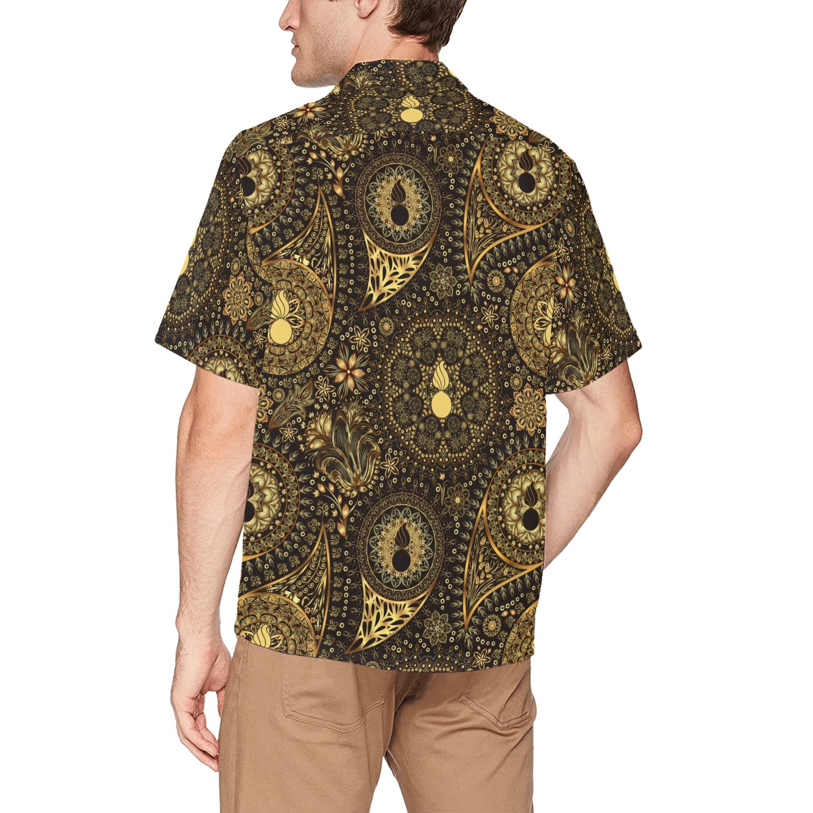 USAF AMMO Gold and Pisspots Pattern Mens Left Chest Pocket Hawaiian Sh ...