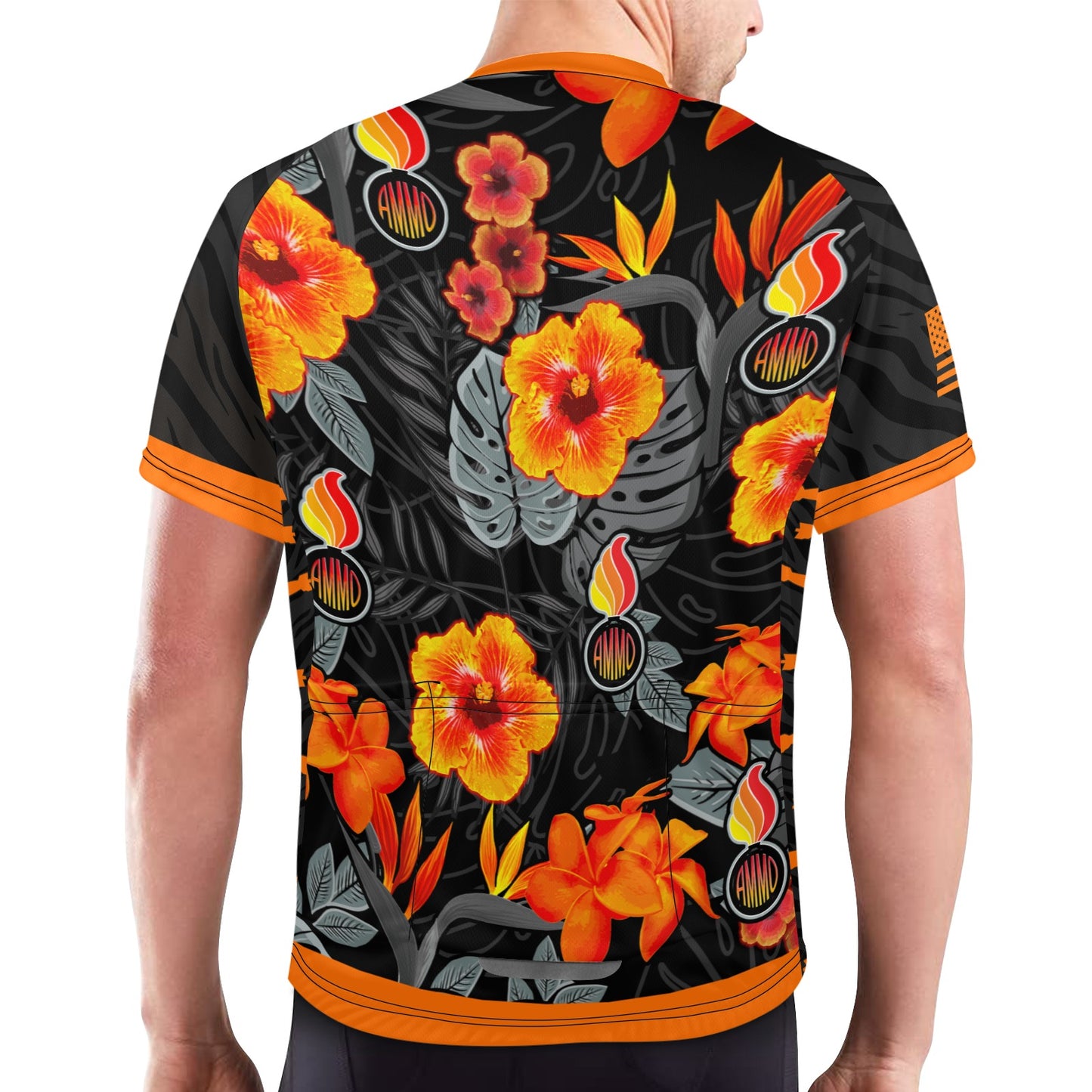 USAF AMMO Orange Fire Hibiscus and Pisspots Men's Cycling Jersey