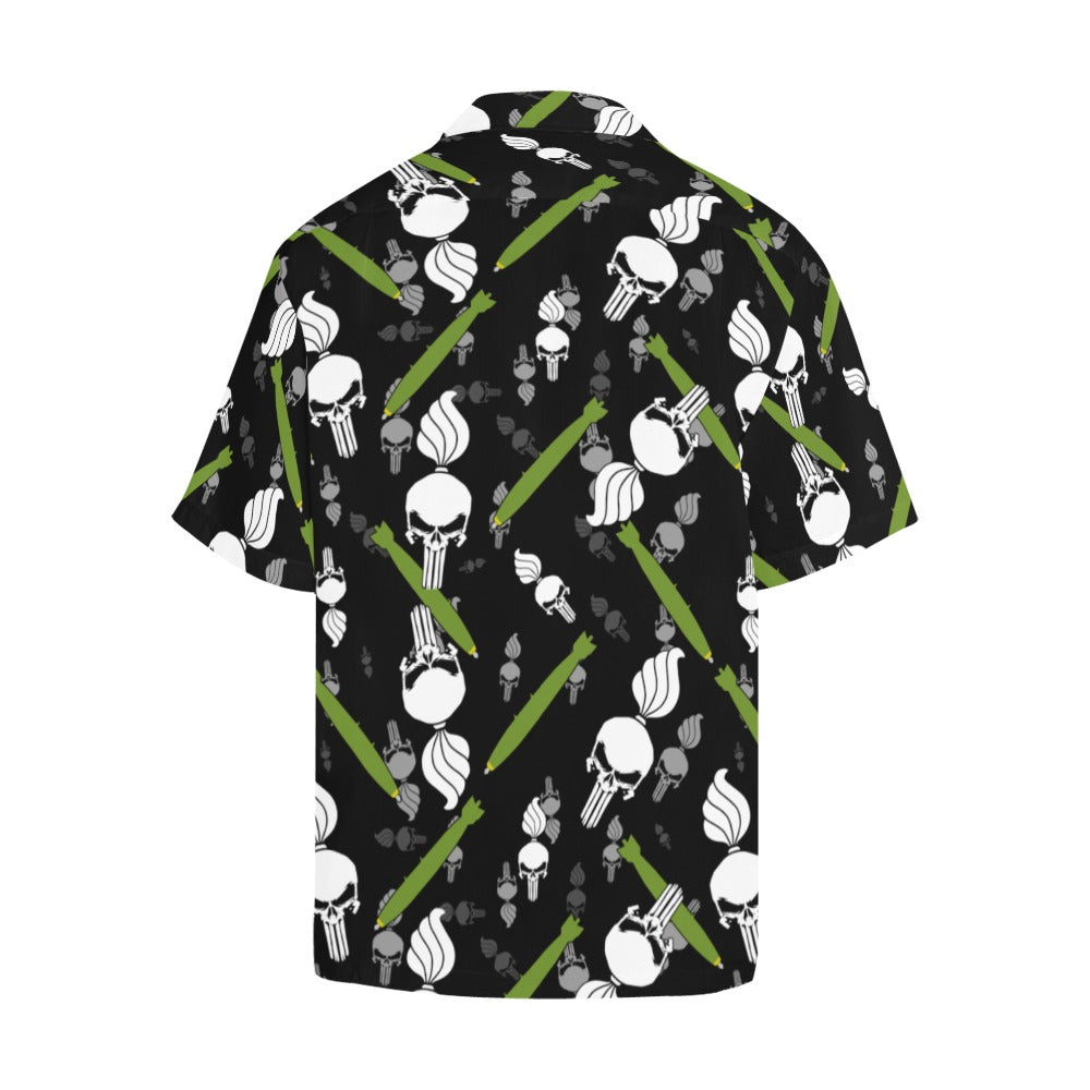 AMMO Hawaiian Shirt Green with White Hibiscus Flowers Pisspots and